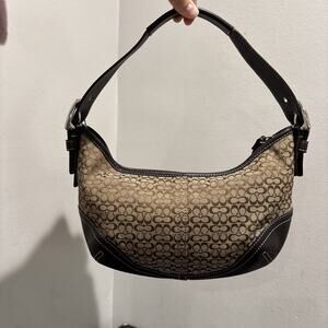 COACH Bag Signature Soho Hobo Shoulder Suede Canvas Handbag Y2K 6351 Brown
